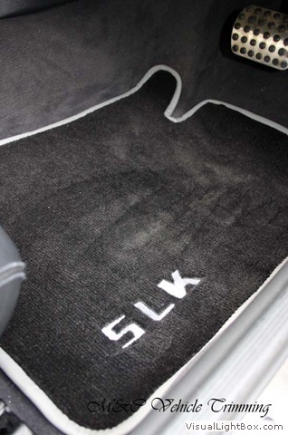 thumbnail image 2 of Bow Fields Rips Floor Mats For Mercedes-Benz SLK R170 – Gray With Emblem, Made In Germany 2 of 5