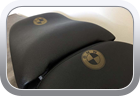 Custom BMW motorbike seat upholstery - motorbike seat